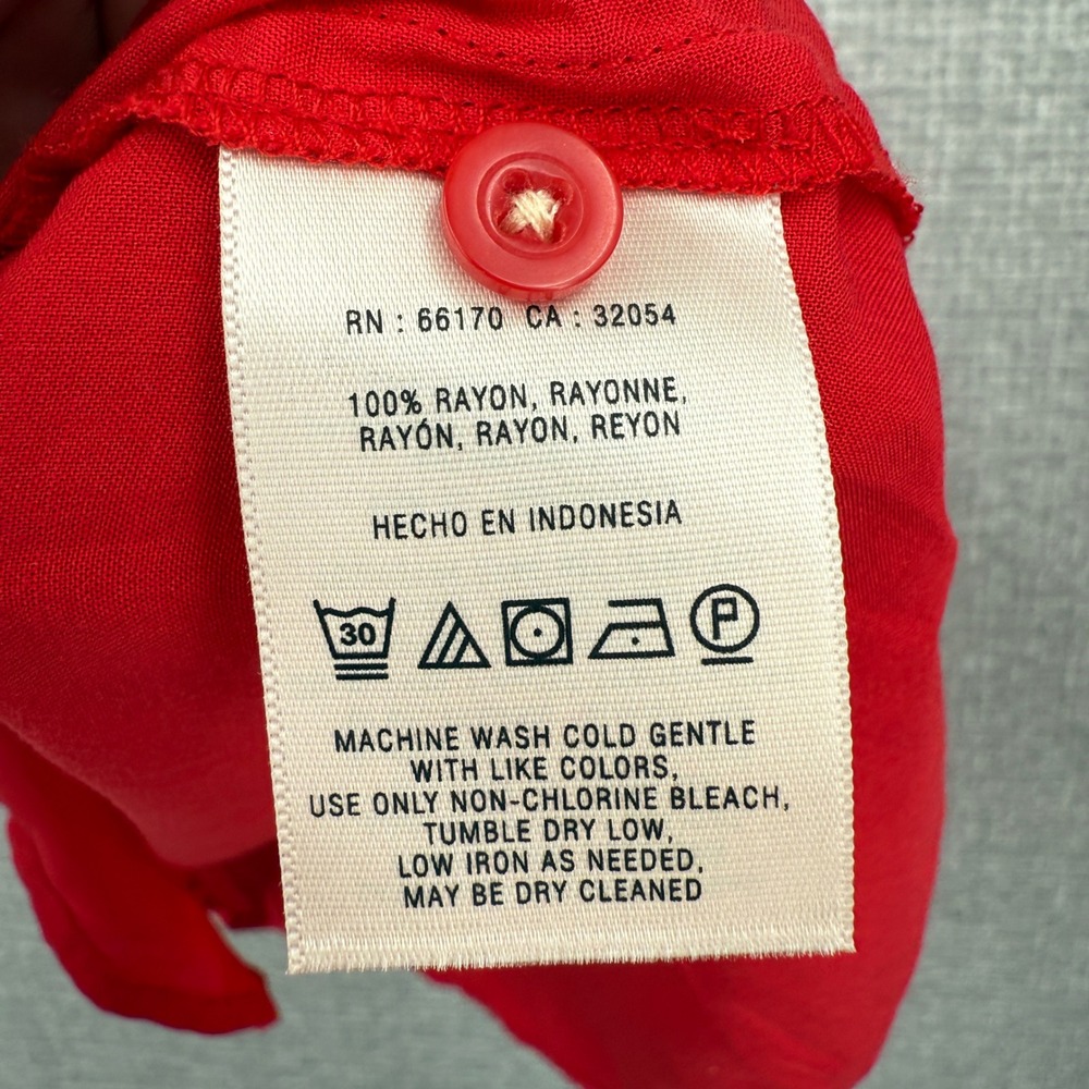 Maeve Red Blouse 3/4 Roll Tab Sleeve Pockets V-Neck Casual Top Sz‎ M Y2K Relaxed - Picture 7 of 10